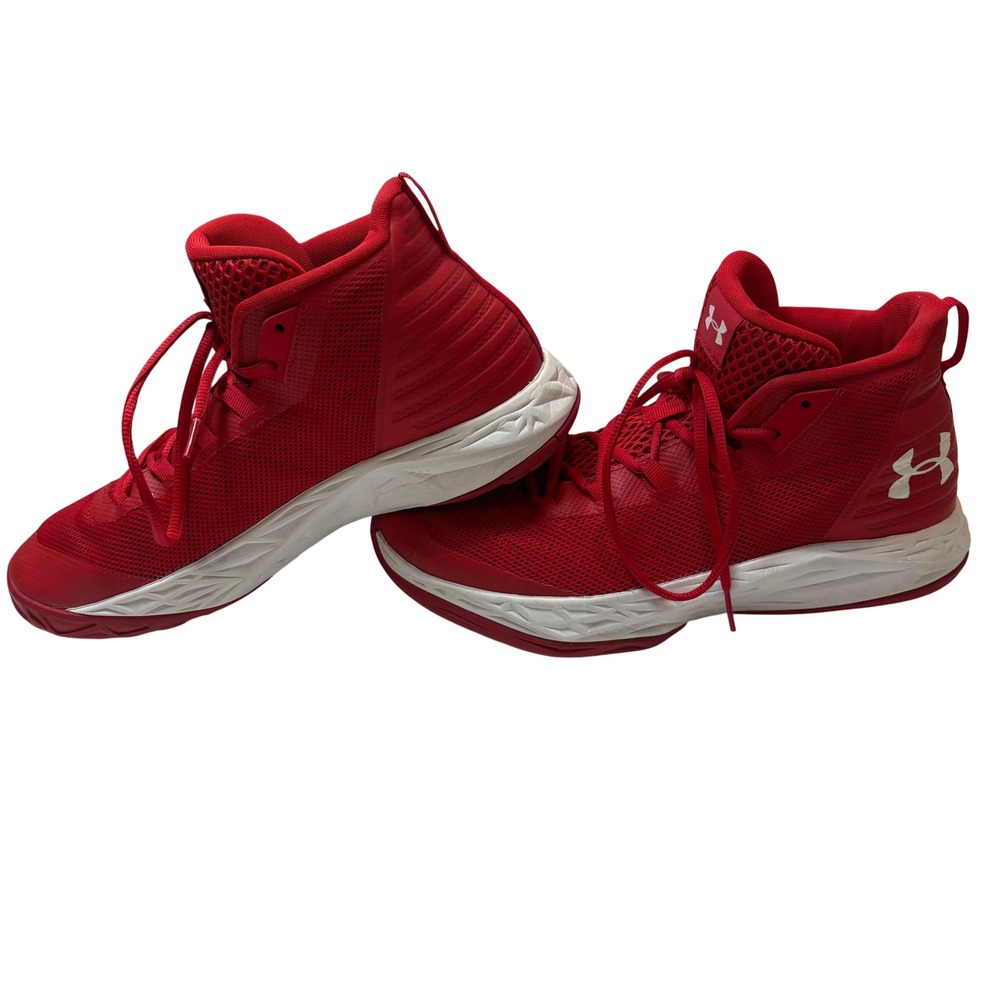 Under Armour UA Jet Mid Basketball Shoes Sneakers Mens‎ 10 Red White 3020623-600 - Picture 5 of 8
